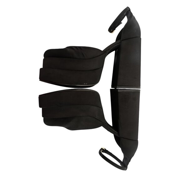 Steve Madden Charliz Platform Pump Heels Women 9 Black Satin Chunky Comfort Prom - Picture 4 of 16